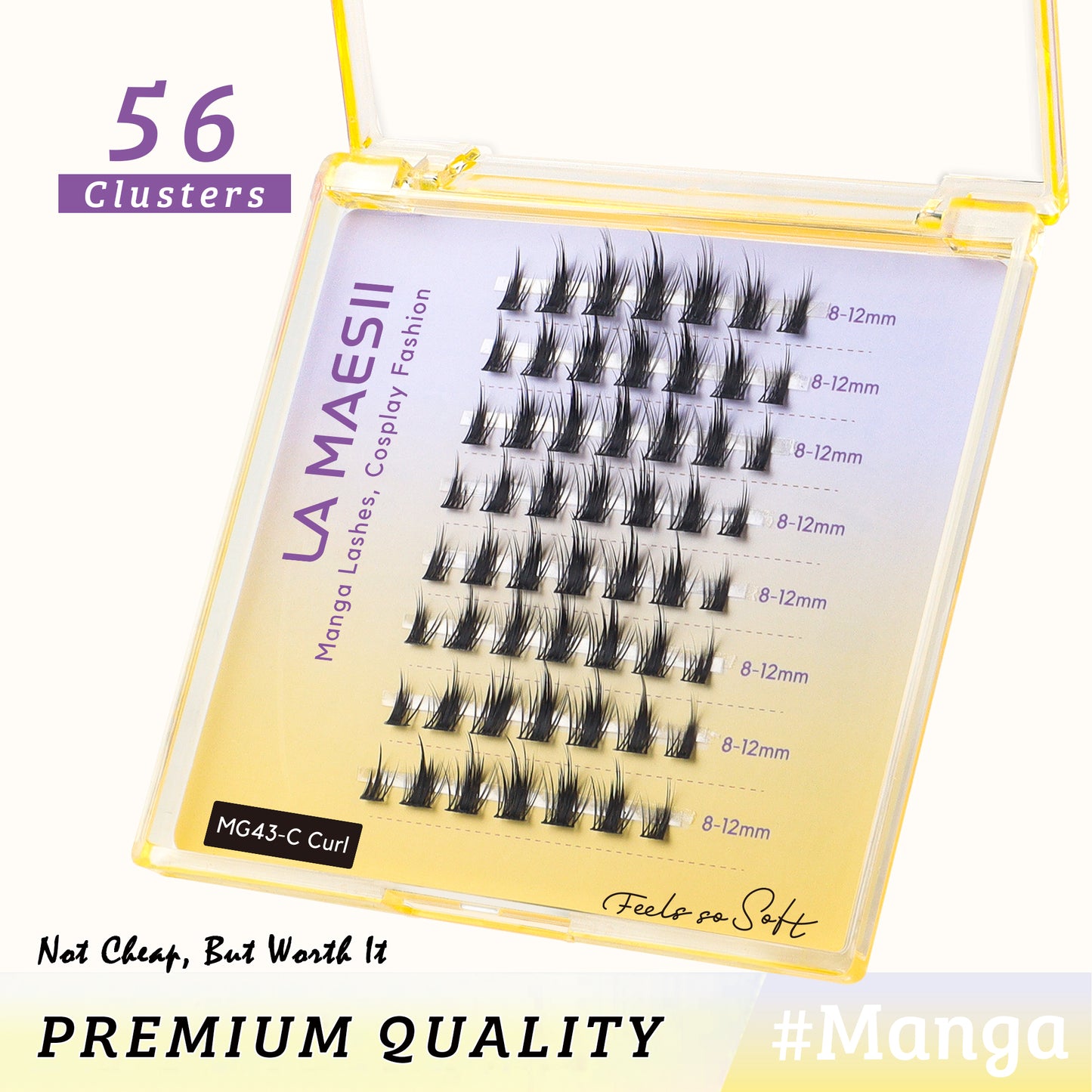 Manga Lash clusters Soft & Thin Band 56pcs 8-12mm (Manga-D)