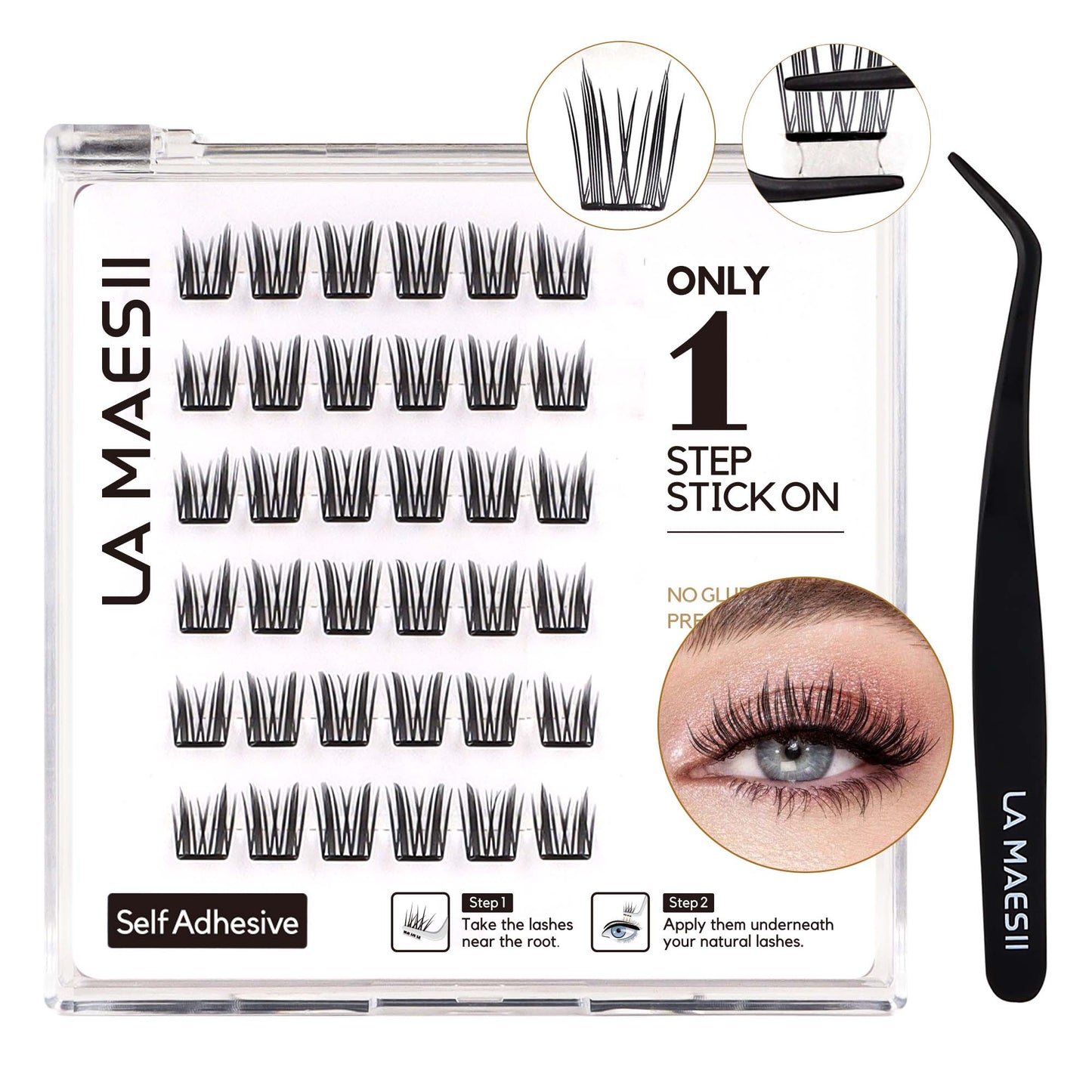 Self Adhesive Lash Clusters, Press-On Lashes (Natural Wispy)