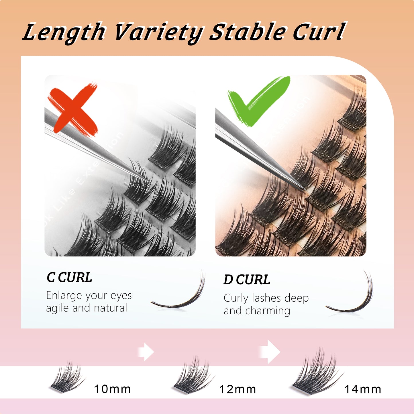 Lash Clusters Soft & Thin Band Reusable 10-12-14mm (Volume-C)